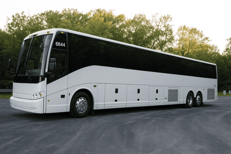 exterior of Charter Bus Rental Des Plaines coach bus